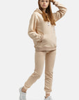 Fouter fleece hoodie with drawstring hood, muffle pocket, and straight hem.