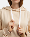 Fouter fleece hoodie with drawstring hood, muffle pocket, and straight hem.